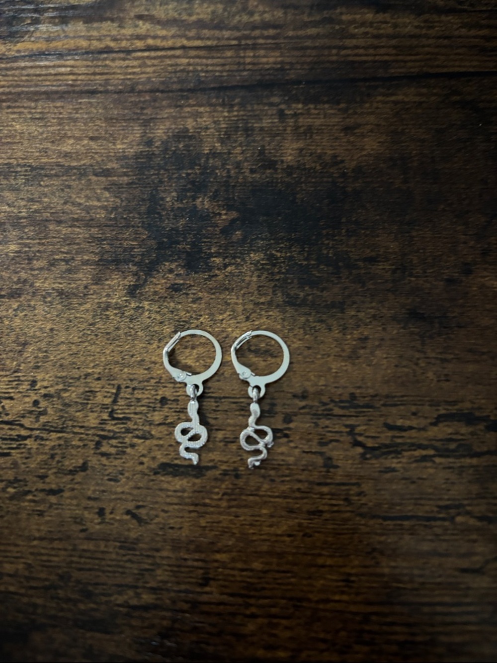 Faux Silver Snake Hoop Drop Earrings - Women Jewelry